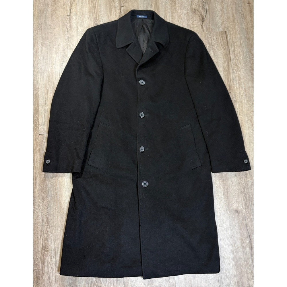 Ralph Lauren Black Overcoat Top Coat 40R Amicale Cashmere Wool Black